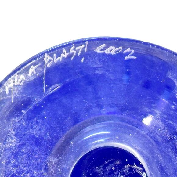 "It's A Blast" Arizona Cobalt Blue/Clear Stem Art Glass Water Wine Goblets-Set 3 - Picture 9 of 10